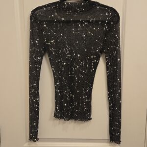 Black Starry Sheer Top